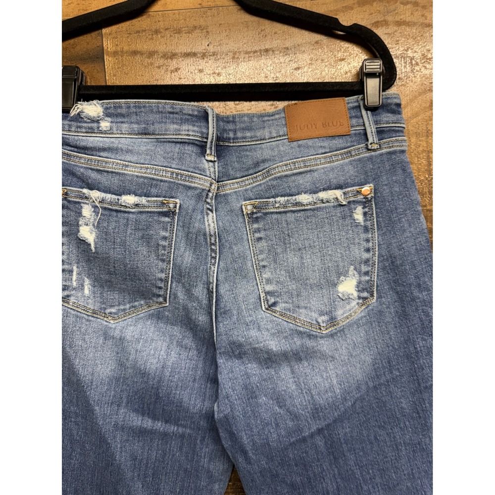 Judy Blue Distressed Boyfriend Jeans High Rise Button Fly Medium Wash 9/29 - Picture 9 of 10